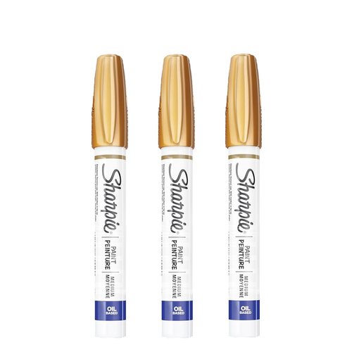 SHARPIE Oil-Based Paint Marker, Medium Point, 3-Count (Metallic Gold)