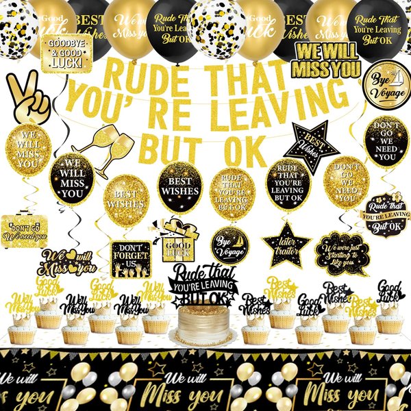Farewell Party Decorations Supplies, Rude That You're Leaving But OK Banner Going Away Party Decorations Great for We Will Miss You Dcorations Coworker Funny Retirement Party