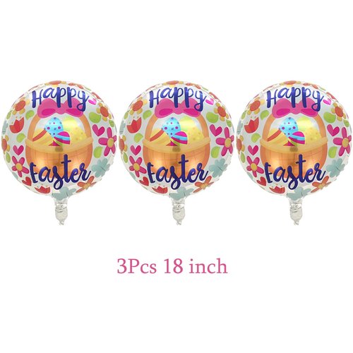 15Pcs Happy Easter Balloons Decorations Round Happy Easter Foil Mylar Balloons Easter Bunny Egg for Spring Birthday Baby Shower Easter Party Decorations Supplies