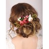 Kercisbeauty Handmade Boho Hair Comb for Brides Floral Red Flower Hair Accessories Woodland Garden Wedding Hair Piece for Women Girls Evening Party