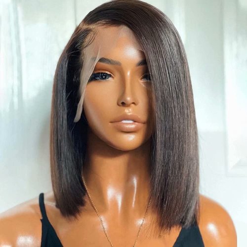 Quinlux Wigs HD Transparent Lace 13X6 Deep Side Part Short Bob Human Hair Wigs Pre Plucked Bleached Knots 150% Density Short Bob Lace Front Wigs For Woman HD Invisible Lace Wigs (10 Inch, Bob Straight)