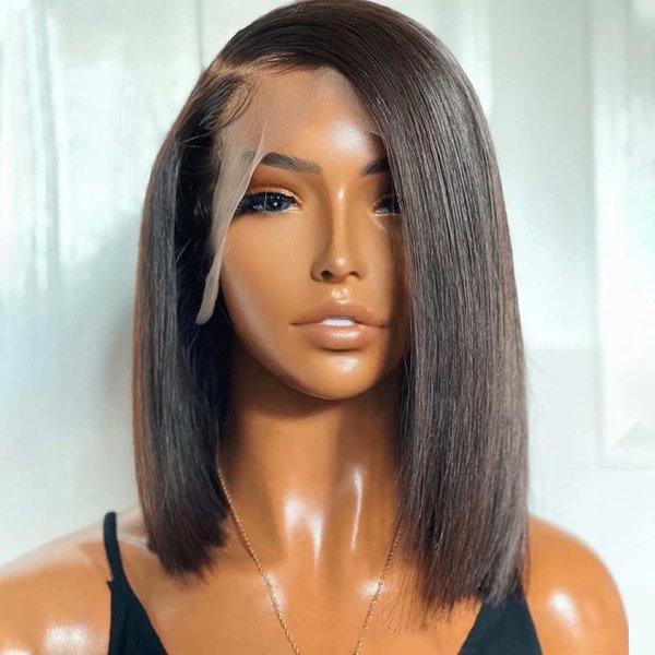 Quinlux Wigs HD Transparent Lace 13X6 Deep Side Part Short Bob Human Hair Wigs Pre Plucked Bleached Knots 150% Density Short Bob Lace Front Wigs For Woman HD Invisible Lace Wigs (10 Inch, Bob Straight)