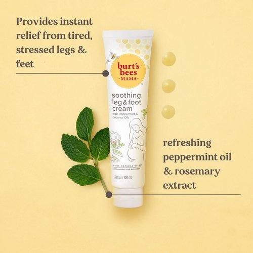 Burt's Bees Mama Soothing Leg & Foot Cream, for immediate soothing relief, with coconut and peppermint oil, 100ml