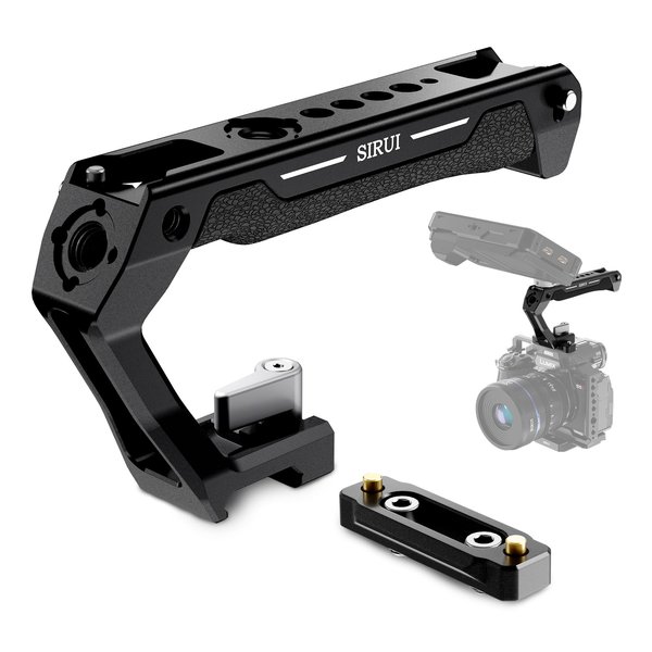 SIRUI NATO Top Handle, Lightweight Silicone Grip Top Handle with NATO Rail for Camera Cage, Universal Top Handle with Cold Shoes, 1/4” Threads and 3/8” Arri Locating Threads, SC-TH