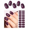 Wahrshei Semi Cured Gel Nail Strips, 20pcs Purple Plum Gel Nail Stickers Work with UV, Easy to Use and Remove
