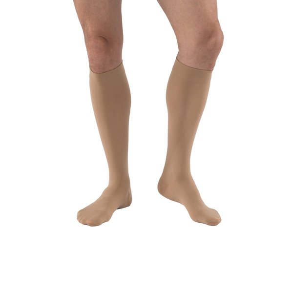 JOBST Relief Knee High Graduated Compression Socks, 30-40 mmHg - Comfortable Unisex Design - Closed Toe, Beige, Medium