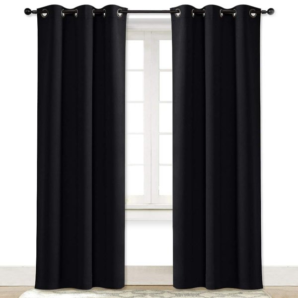 NICETOWN Halloween Soundproof Thermal Insulated Blackout Curtain Thermal Insulated Solid Grommet Room Darkening Drape for Dining Room (Single Panel, 42 inches by 84 inch, Black)