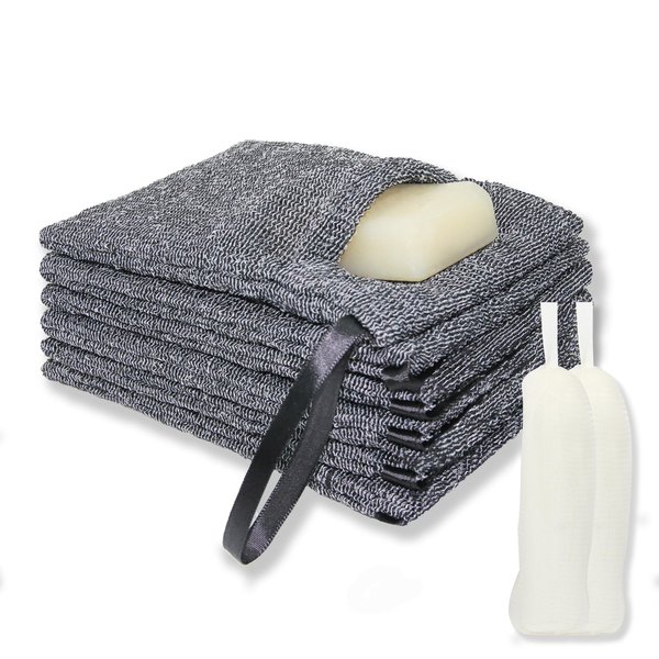 Gotpgoda 8 Pack Soap Bags - 6 Pcs Soap Saver Pouch & 2 Pcs Soap Foaming Net, Soap Pocket for Deep Exfoliating Body Scrubber for Bath or Shower
