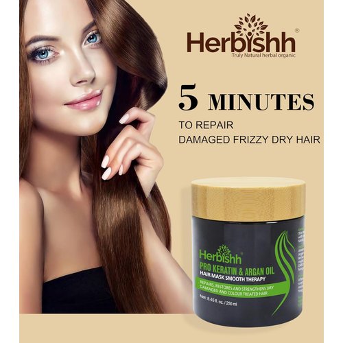 Herbishh Argan Hair Mask-Deep Conditioning & Hydration For Healthier Looking Hair for very Dry, Weak, Stressed Out Hair, No Sulphates, No Parabens