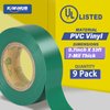 KIWIHUB Green Electrical Tape, UL Approved, 9 Pack 0.7in X 33ft, Industrial Grade Vinyl Electrical Insulating Tape, Electric Tape for Improvement Electrical Equipment