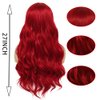 Dai Cloud Red Wigs with Bangs for Women Long Curly Wavy Synthetic Women wig Cosplay Daily Party Hair Halloween Wigs