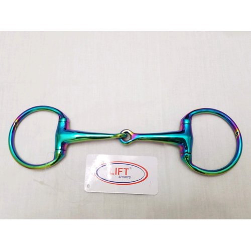 Lift Sports Rainbow Horse Bit Egg Butt Ring Snaffle Stainless Steel Multi Color Loose Ring Tack Equestrian (5 Inch)