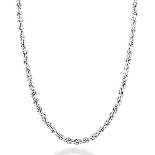 Miabella Solid 925 Sterling Silver Italian 2mm, 3mm Diamond-Cut Braided Rope Chain Necklace for Men Women, 925 Sterling Silver Made in Italy (2mm, Length 18 Inches (women's average length))
