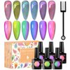 MEET ACROSS Glass Cat Eye Gel Polish Set, Colorful Magnetic Gel Nail Polish with Magnet, Transparent Cat Eye Gel Nail Polish, Soak Off UV Cateye Gel Polish Kit for Home DIY Manicure Varnish Art Design