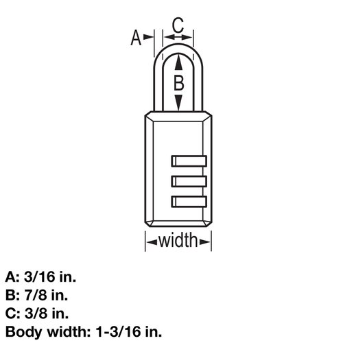 Master Lock Black Combination Padlock, Indoor Gym Locker Lock with Customizable 3-Digit Code for Luggage, Backpacks, Cabinets, 647D