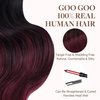 GOO GOO Tape in Hair Extensions, Real Human Hair, Seamless Straight Tape in Hair Extensions, Jet Black to Red, 20pcs 16inch