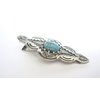Generic Turquoise blue and silver metal alligator hair clip barrette fine thin hair (Pattern: Alligator clip)
