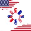 24Pcs 4th of July Press on Nails Medium Square Independence Day Fake Nails Glossy Red Blue American Flag Glue on Nails Full Cover Stick on Nails with Star Design Patriotic Artificial Nails for Women