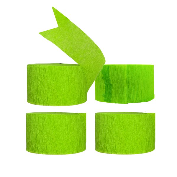 Lime Green Crepe Paper Streamers, 4 Rolls Total, Made in USA