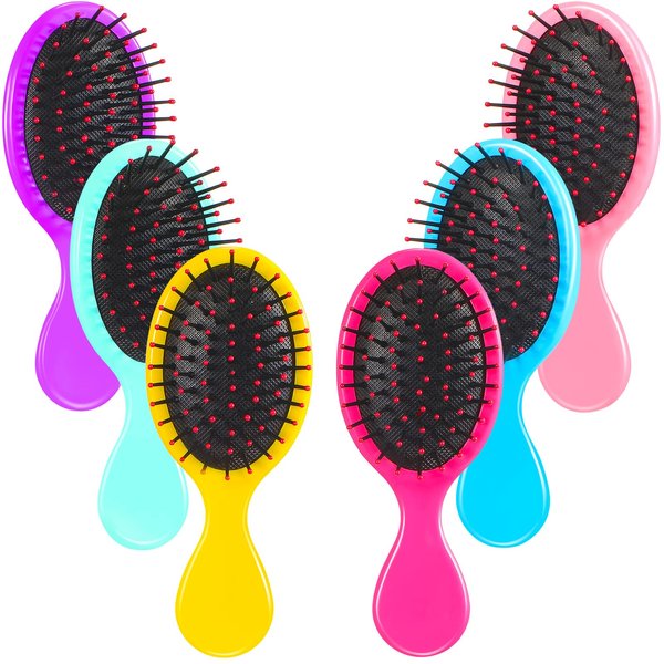 Epakh 6 Pack Mini Wet Hair Brush Travel Detangling Brush Kids Detangler Hair Brushes Toddler Baby Small Detangler Brush Soft Bristle Hair Brush for Women Wet Dry Curly Hair, 6 Colors (Classic Colors)