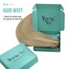 YoungSee 100G Weft Hair Extensions Human Hair Highlight Sew in Hair Extensions Straight Weft Extensions Human Hair Golden Blonde Highlighted Dark Ash Blonde Hair Extensions Sew in 14Inch