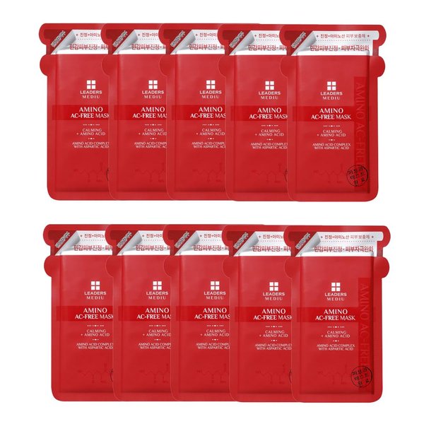 Leaders MEDIU Amino AC-FREE Acne Control Facial Sheet Mask | AHAs, BHAs, Salicylic Acid, Snail Secretion, Chamomile | For Oily, Acne-Prone Skin, Reduces Blemishes (10 Sheets)