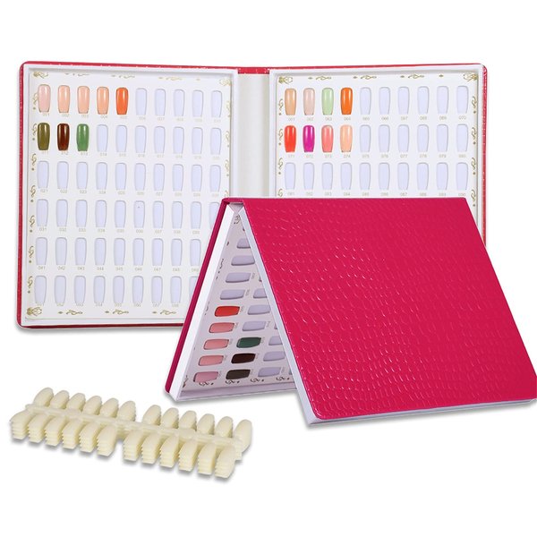 NMKL38 120 Nail Color Chart Display Book for Nail Polish UV Gel Color Cards Nail Salon Tool with False Nail Tips (Rose)