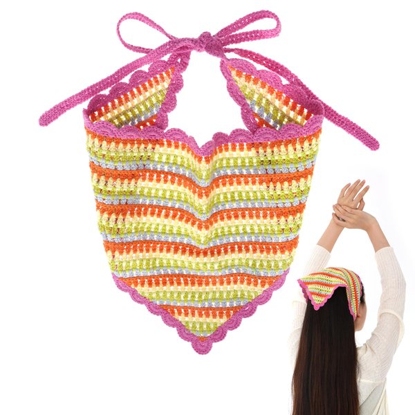 hoyuwak Crochet Bandanas Headbands Head Scarf Hair Scarf for Women Girls Knitted Floral Hair Accessories for Hair Styling Festival Holiday Christmas Decor