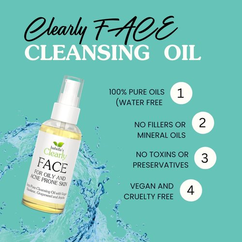 Clearly FACE, Natural Oil Cleanser Face Wash and Makeup Remover | Gentle Cleansing Oil with Avocado, Argan, Blue Tansy and Vegan Squalane | Pure & Toxin-Free, Water Free, Made in USA