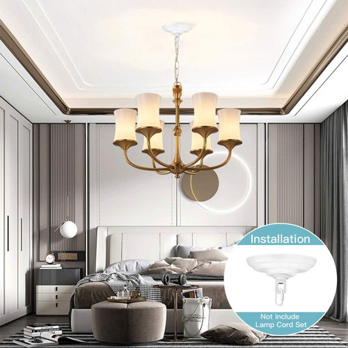 Helunsi Canopy Kit, White Canopy Light Kit, 5-3/8" Dia Canopy Kit for Chandelier or Pendant Light Fitting Accessory, DIY Creative Swag Lighting Fixtures(1Pcs)