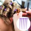 Pndeyo 100pcs Brush Hair Roller Pick, Plastic Hair Roller Locking Tools, Hair Curler Roller Pin Rod Crochet Accessories for Women Girls Hair Curling Styling- Purple