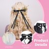 Sekonow 6Pcs Hair Bows for Women, 3 Sizes Hair Bow Clips Hair Ribbon Tassel with Long Tail, Silky Satin Coquette Bows Metal Barrettes Cute Hair Accessories (Black + Beige)