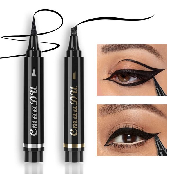 AMY'S DIARY 2 Pcs Waterproof Eyeliner Pen Super Slim&Thick Black Professional Makeup Liquid Eye Liner Pencil Long Lasting for Women(C1)