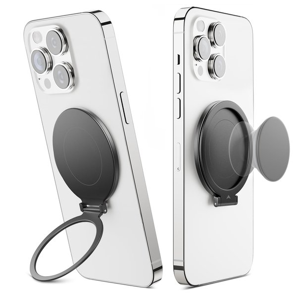 SUPERONE Magnetic Base R Stand for PopSockets, Removable for MagSafe Phone Grip Phone Kickstand [Vertical Viewing] Compatible with iPhone 16/15/14/13/12 Series & MagSafe Cases, Black