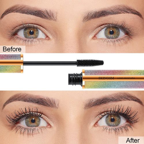 2 Pack Mascara Black Volume and Length Lasting All Day, 4D Silk Fiber Lash Mascara, Waterproof Mascara Lengthening No Clumping, No Smudging & Easy to Remove