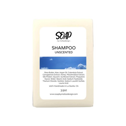 Shampoo bar for sensitive skin | Handmade 3.5oz | Unscented | With argan oil, calendula and more
