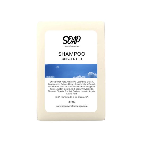 Shampoo bar for sensitive skin | Handmade 3.5oz | Unscented | With argan oil, calendula and more