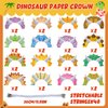 32 Pcs Dinosaur Party Hats - Adjustable Dino Tiaras, Headbands, and Crowns with Ropes for Kids Theme Decoration and Supplies, 16 Styles