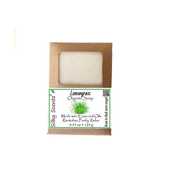 Silky Scents Lemongrass Soap Bars - 100% All Natural and Organic Infused with Essential Oil - 3 Soap Bars