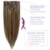 Hair Extensions Clip in Human Hair, Clip in Extensions, Blonde Highlighted Human Hair Straight 7 Pieces 16 Inch 70g Invisible Silky Clips Clip on Extension