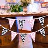 Tatuo 32.8 ft Cow Pennant Banners Cow Banner Cow Pattern Pennant Banner Farm Birthday Party Supplies Farm Style Banner for Western Cowboy Themed Western Party Decorations (Pink)