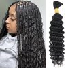 Human Braiding Hair Deep Wave Bulk Human Hair for Braiding 1 Bundle No Weft 10A Brazilian Virgin Curly Human Hair Extensions for Boho Braids Wet and Wavy Human Hair Braiding Hair 50g(20 inch)