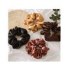 Funlovin Satin Scrunchies Black Brown Scrunchie Pack Ponytail Holder Hair Scrunchies Silk Scrunchy Hair Bands Hair Ties (12pcs Silky Scrunchies)