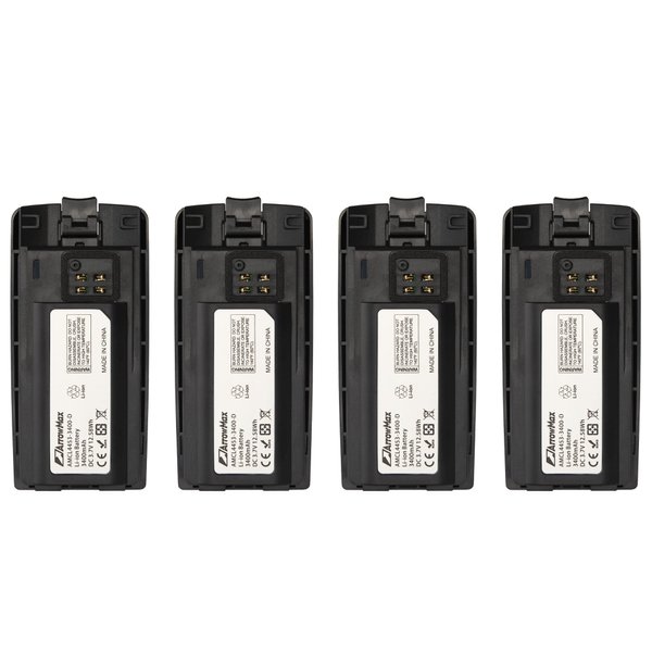 Arrowmax 4 Pack AMCL4453-3400-D Battery for Motorola RMU2040 RMM2050 RMV2080 RMU2080 as PMNN4434 PMNN4453