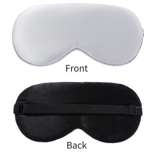 2-Pack 100% Real Natural Silk Eye Mask, Silk Sleeping Mask, Shade Puffy Eye Gift with Adjustable Straps, Sleep Eye Mask, SHJINJU Eye Mask Shade (Black and Light Grey)