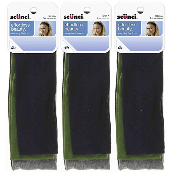 Scunci Effortless Beauty Wide Stretch Basic Headwraps - 15 Count