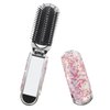 Owemtao Bling Travel Hair Brush Portable Folding Hair Brush with Mirror,Rhinestone Folding Pocket Hair Brush Mini Compact Hair Comb Collapsible Pocket Brush for Women (Pink)