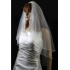 Bridal Wedding Veil Ivory 2 Tiers Long Fingertip Length With Rhinestone Edge