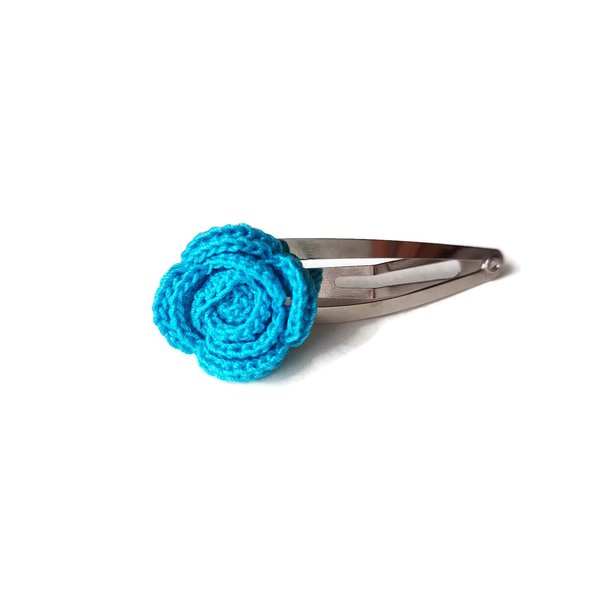 Turquoise rose hair clip accessory azure barrette