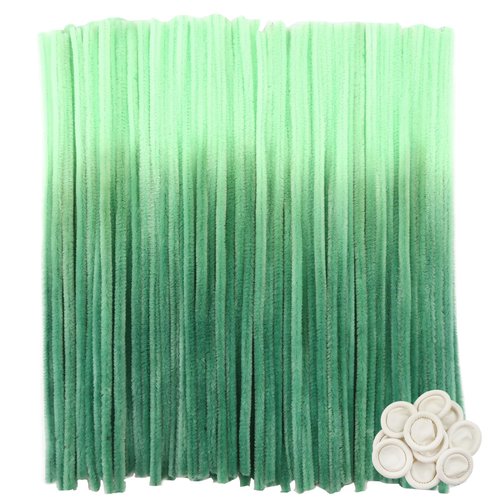 TOAOB 100pcs Pipe Cleaners Gradient Green Chenille Stems for Crafts 12 Inch Fuzzy Sticks Craft Supplies for DIY Art Craft Projects Home Decorations